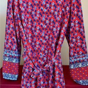 LOFT Red and Blue Floral Dress